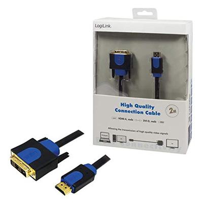 LogiLink CHB3102 DVI-kabel DVI / HDMI Adapterkabel DVI-D 18+1-polige stekker, HDMI-A-stekker 2.00 m Zwart Vergulde steekcontacten, Schroefbaar LogiLink CHB3102 DVI-kabel DVI / HDMI Adapterkabel DVI-D 18+1-polige stekker, HDMI-A-stekker 2.00 m Zwart Vergulde steekcontacten, Schroefbaar