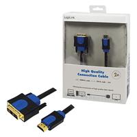 LogiLink CHB3102 DVI-kabel DVI / HDMI Adapterkabel DVI-D 18+1-polige stekker, HDMI-A-stekker 2.00 m Zwart Vergulde steekcontacten, Schroefbaar - thumbnail