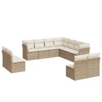 11-delige Tuinset met kussens poly rattan beige - thumbnail