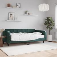 Slaapbank met matras 100x200 cm fluweel donkergroen - thumbnail