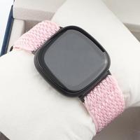 Fitbit Versa 3/4 & Sense 1/2 Nylon loop bandje - Roze - thumbnail