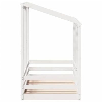 Kinderbed met bedhuis 70x140 cm massief grenenhout wit - thumbnail
