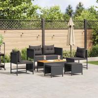 Tuinbankenset met kussen 6 pcs Zwart poly rattan - thumbnail