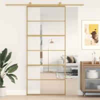 VidaXL Schuifdeur 90x205 cm helder esg-glas en aluminium goudkleurig - thumbnail