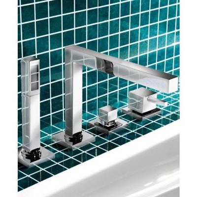 Badkraan Hotbath Bloke Inbouw Thermostatisch Vierkant Geborsteld Nikkel 2 Greeps 4 Gats met Handdouche Badkraan Hotbath Bloke Inbouw Thermostatisch Vierkant Geborsteld Nikkel 2 Greeps 4 Gats met Handdouche