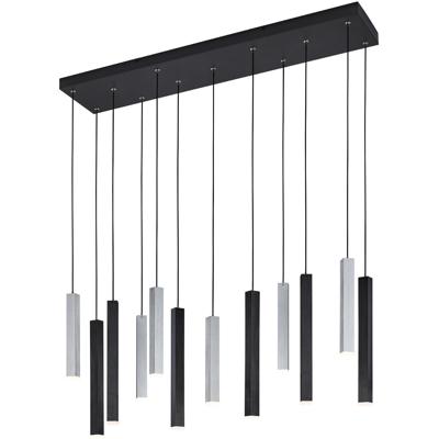 LED Hanglamp - Cinque Civeto - 12 Lichtpunten van 3.5 Watt - Dimbaar - Aanpasbare Lichtkleur - Mat Zwart - Metaal