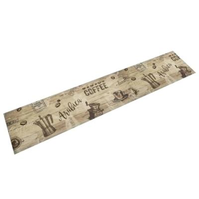 VidaXL Keukenmat wasbaar koffieprint 60x300 cm fluweel bruin VidaXL Keukenmat wasbaar koffieprint 60x300 cm fluweel bruin