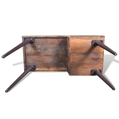 Bureau van gerecycled hout met ijzeren poten - thumbnail