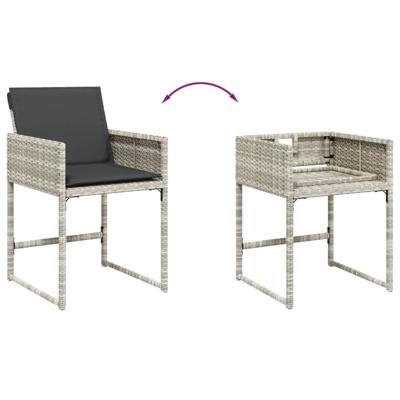 5-delige Tuinset met kussens poly rattan lichtgrijs - thumbnail