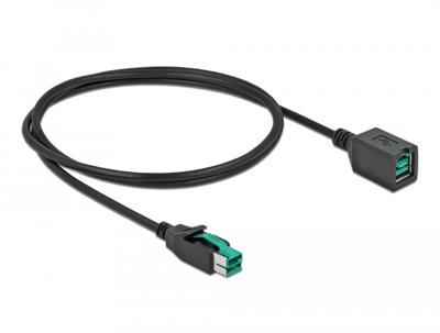 Delock 85980 USB-stroomkabel PoweredUSB 12V stekker, PoweredUSB 12V bus 1.00 m Zwart