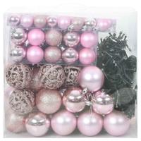 Kerstbal Set met 300 LED 120 pcs Roze Kunststof - thumbnail