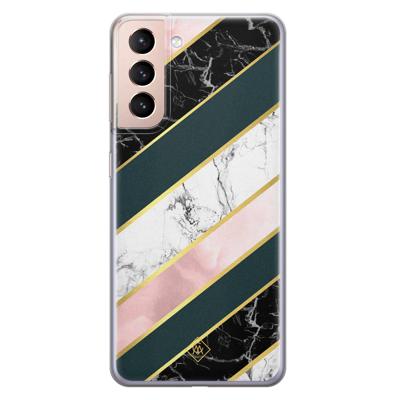 Samsung Galaxy S21 Plus siliconen hoesje - Marble stripes
