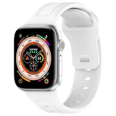 By Qubix - Square siliconen band - Wit - Compatible met Apple Watch 44mm / 45mm / 46mm / 49mm - Compatible Apple watch bandjes