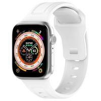 By Qubix - Square siliconen band - Wit - Compatible met Apple Watch 44mm / 45mm / 46mm / 49mm - Compatible Apple watch bandjes - thumbnail