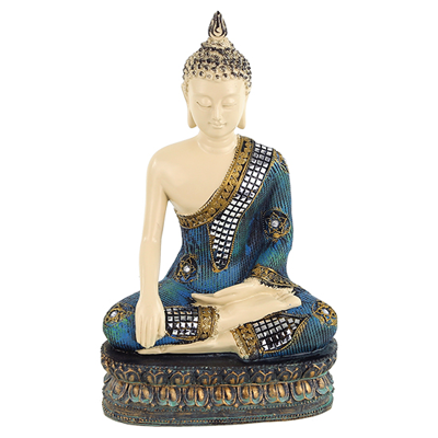 Thaise Boeddha Beeld Handreiking Aarde Polyresin Wit - 20 x 15 x 32 cm