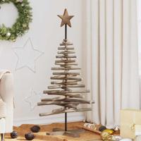Kerstboom met standaard Bruin 120 cm Massief teakhout - thumbnail