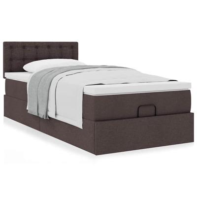 Ottoman bed met matras 140x200cm stof donkerbruin - thumbnail