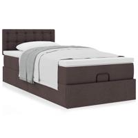 Ottoman bed met matras 200x200 cm stof donkerbruin - thumbnail
