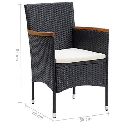 Tuinstoelen 4 st poly rattan zwart