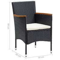 Tuinstoelen 4 st poly rattan zwart - thumbnail