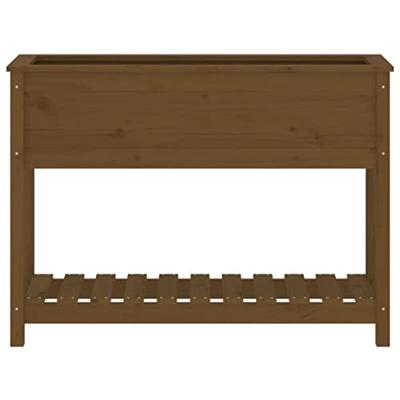 VidaXL Plantenbak met schap 111,5x34,5x81 cm grenenhout honingbruin