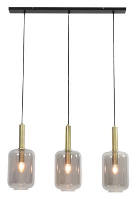Light & Living Eettafel hanglampLekar 3x E27 - messing met smoke glas - 2946184