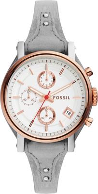Horlogeband Fossil ES4045 Onderliggend Leder Grijs 18mm
