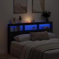 Hoofdbordkast met LED 180x17x102 cm eikenkleurig zwart - thumbnail