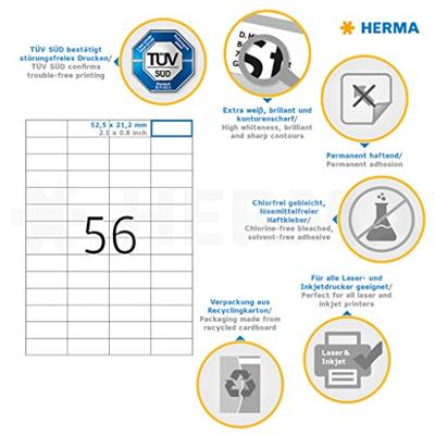 Etiket herma 4609 52.5x21.2mm prem wit 11200st | 8 stuks