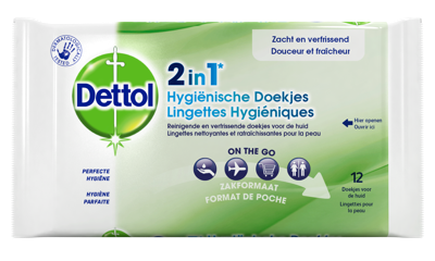 Hygiënische doekjes dettol wipes 2-in-1 12st