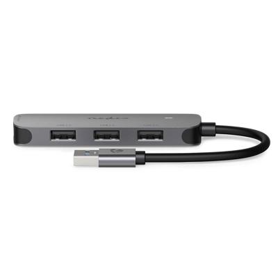 Nedis CCGB61210GY01 Usb-hub Usb-a Male 4x Usb A Female 4-poorts Poort(en) Usb 2.0 / Usb 3.2 Gen 1 Usb Gevoed