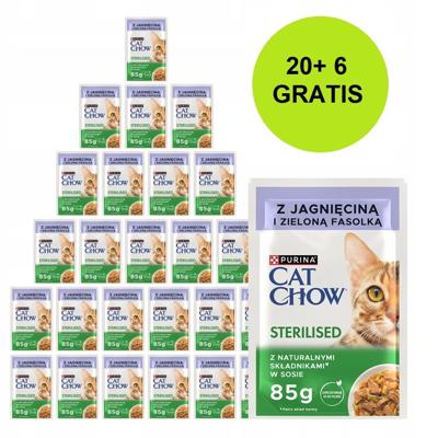 PURINA Cat Chow Sterilised with lamb and green beans in sauce - nat kattenvoer - 26x85g (20 + 6 GRATIS)
