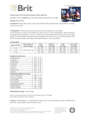 BRIT Premium by nature Junior Turkey with Liver - natvoer voor honden - 400g