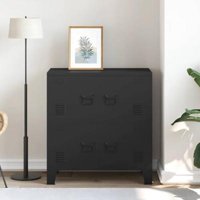 Opbergkast industrieel 75x40x80 cm staal zwart