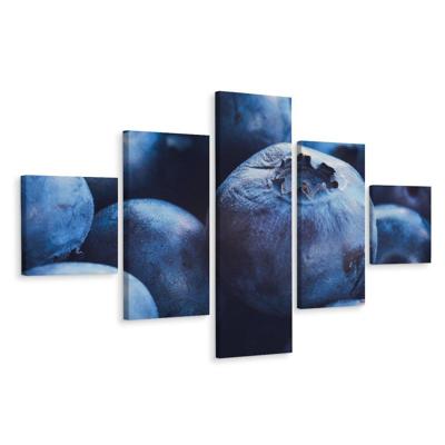 Schilderij - Blauwe bessen close-up, 5luik, premium print