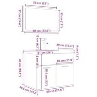 3-delige Badkamermeubelset bewerkt hout betongrijs - thumbnail