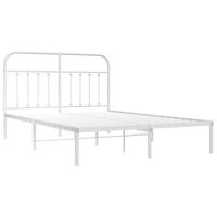 Bedframe met hoofdbord metaal wit 135x190 cm - thumbnail