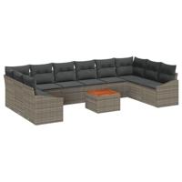 Tuinbankenset met opslag 11 pcs Grijs poly rattan - thumbnail