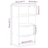 Bijzetkast met lades ODDA 40x24x79 cm massief grenenhout wit - thumbnail