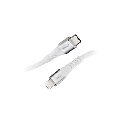 Intenso USB-kabel USB 2.0 USB-C stekker, Apple Lightning stekker 1.50 m Wit Stoffen mantel 7902002