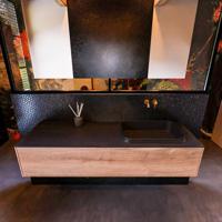 Badkamermeubelset Mondiaz Erin 150 cm met 1 Lade met RIDGE Wastafel Rechts Urban Zonder Kraangaten Greeploos Mat Washed Oak - thumbnail