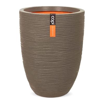 Capi nature elegant laag rib nl kunststof vaas 46x58 cm warme taupe