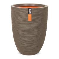 Capi nature elegant laag rib nl kunststof vaas 46x58 cm warme taupe - thumbnail