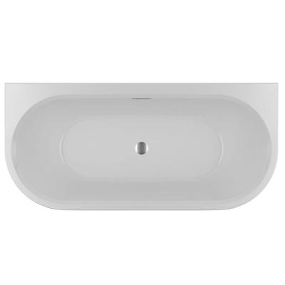 Ligbad Halfvrijstaand Riho Desire B2W Back To Wall 180x84x60 Acryl Glans Wit met Fall Overloop en LED Verlichting Incl. Sifon & Pootset