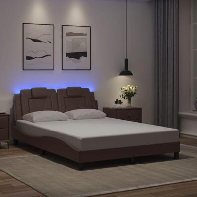 Bedframe met LED-verlichting kunstleer bruin 120x200 cm