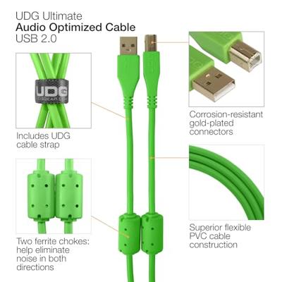 UDG UDG Ultimate Audio Cable USB 2.0 A-B Green Angled 1m