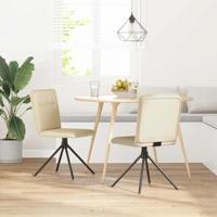 Eetkamerstoelen 2 st stof crmekleurig - thumbnail