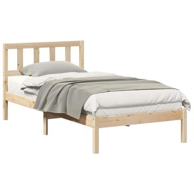 Bedframe met hoofdeinde Bruin 90 x 190 cm Massief grenenhout