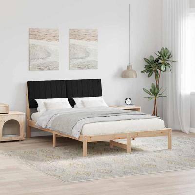 Bedframe met hoofdeinde Zwart 140 x 190 cm Massief grenenhout