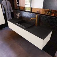 Badkamermeubelset Mondiaz Erin 150 cm met 1 Lade met RIDGE Wastafel Midden Urban met 1 kraangat Greeploos Mat Linen - thumbnail